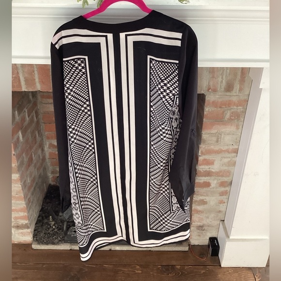 - MICHAEL Kors Black & White Blocked Long Line Small Tunic Houndstooth - Picture 5 of 6